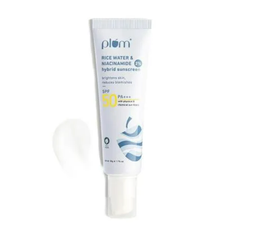 Plum 2% Niacinamide & Rice Water SPF 50 PA+++ Hybrid Sunscreen 50gm