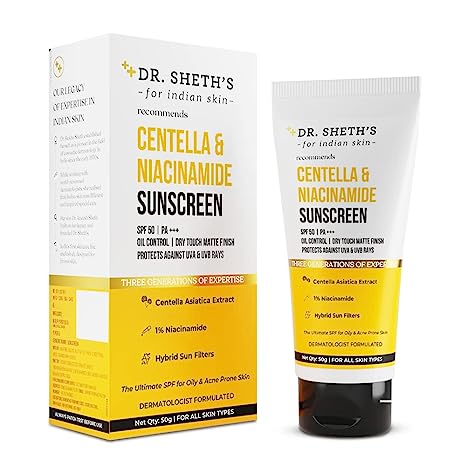 Dr. Sheth’s Centella & Niacinamide Oil & Acne Control Sunscreen-50g