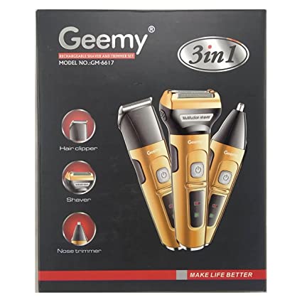 GM-6617 Geemy 3iN1 Rechargeable Shaver And Trimmer Set