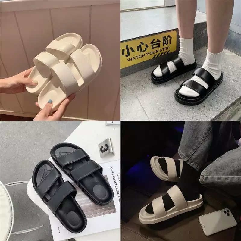 Plain Thick Sole Double Stripe Slipper for Women (Color May Vary)