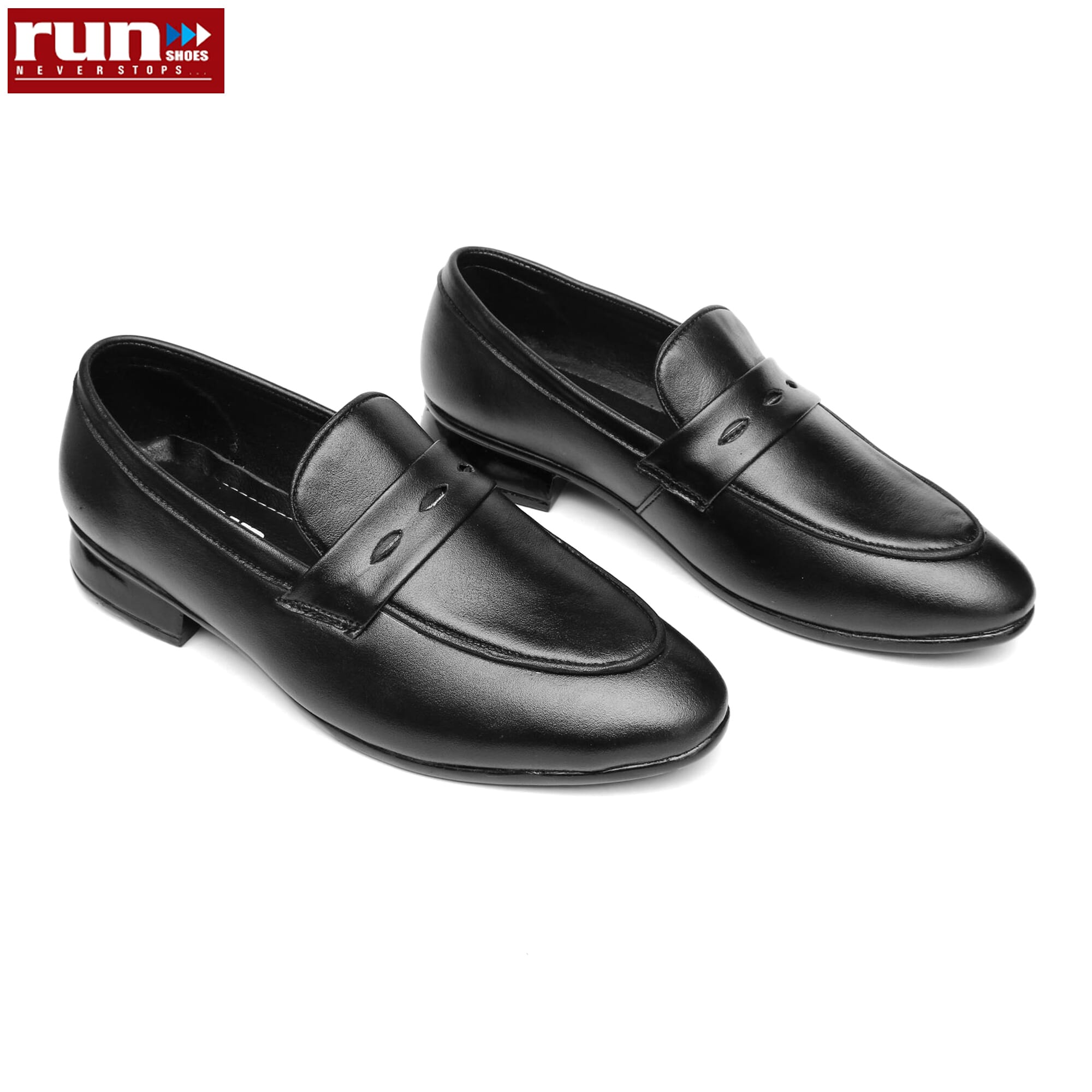 Run Shoes Black Leather Party Shoe For Men (2258) - image 1