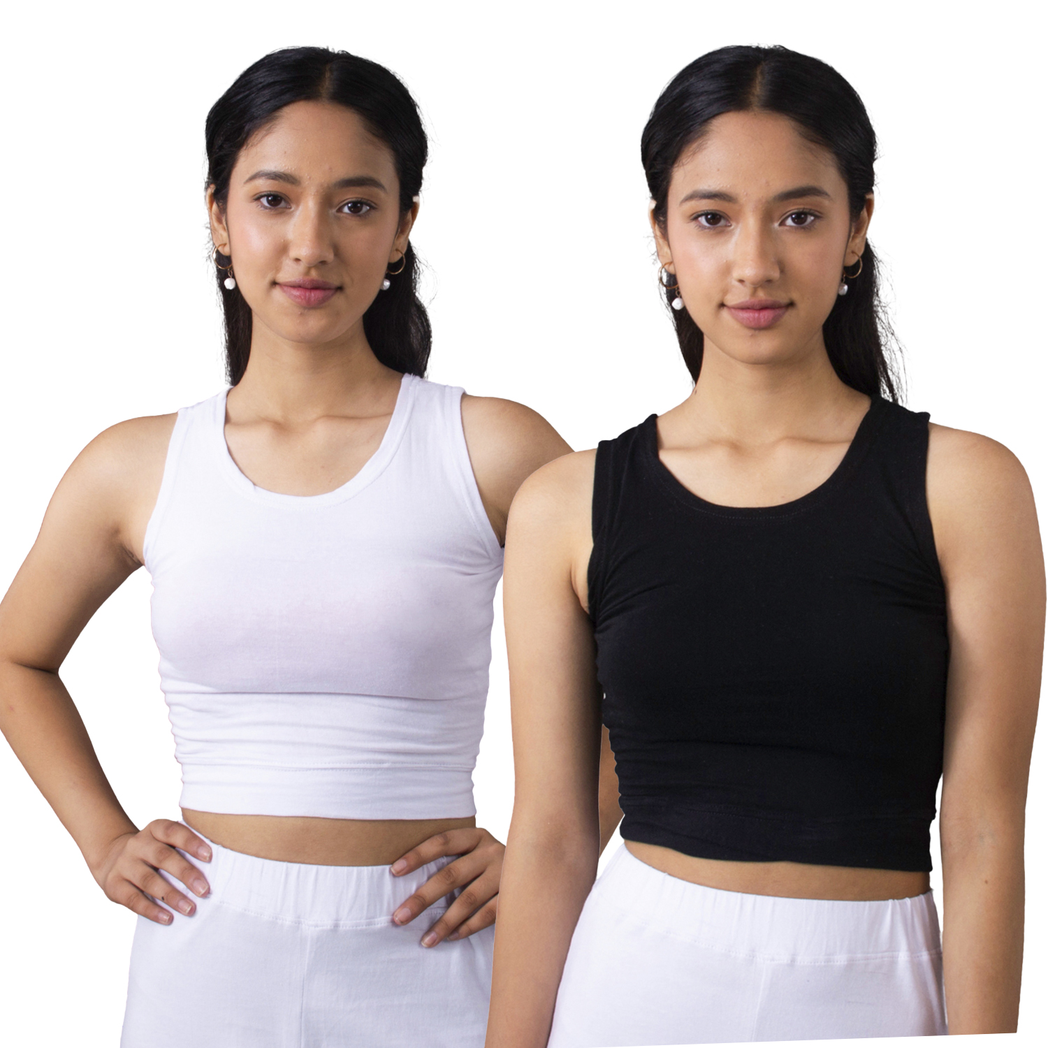 Crop Sando Top 2 pcs Combo Set T-Shirt For Women