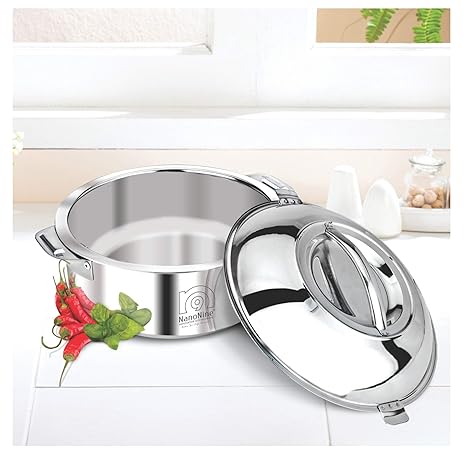 NanoNine Hot Serve Stainless Steel Casserole with Steel Lid-900ml