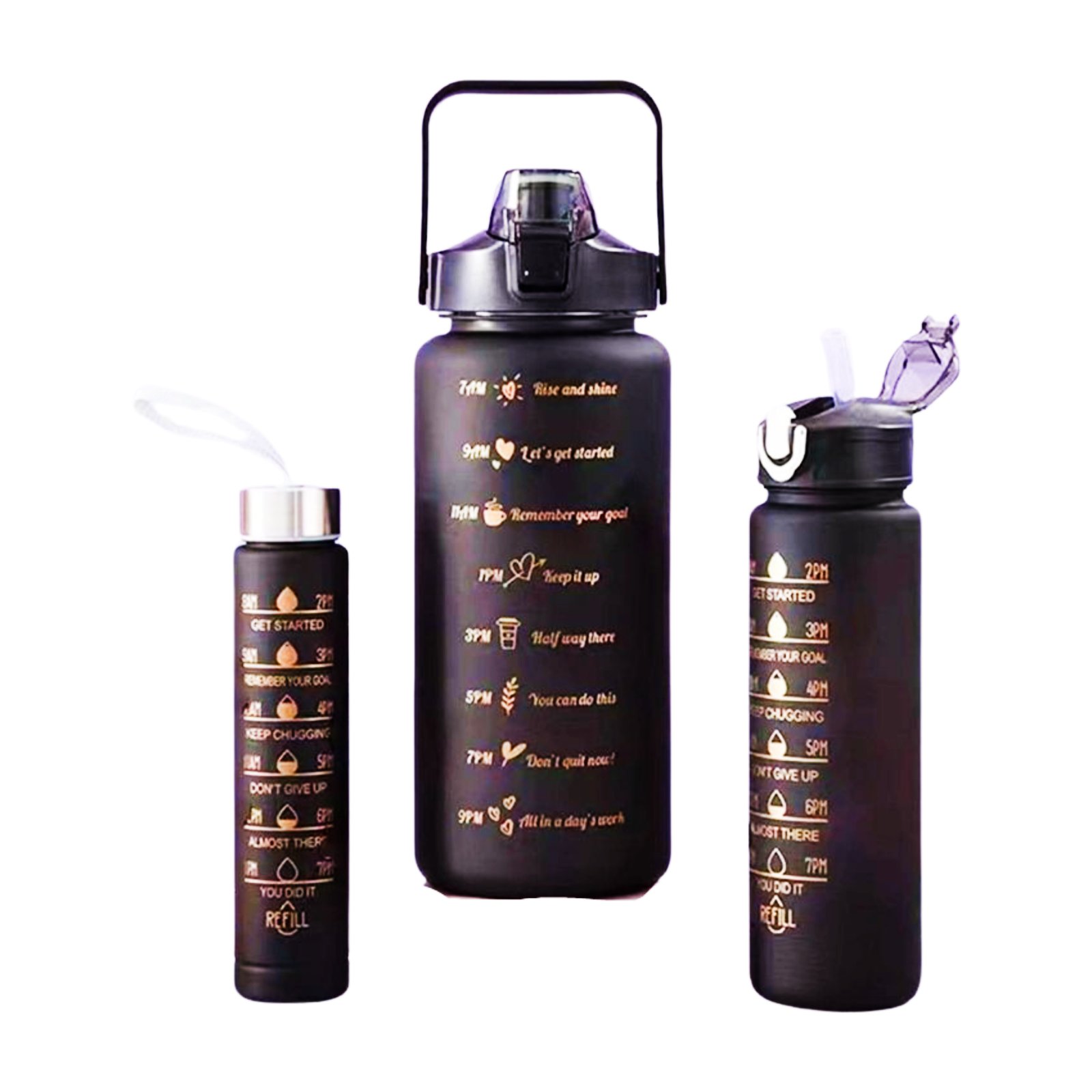 3 in 1 Double Layer Multi Use Water Bottles Top Lid With Times Drink - Water Bottles( Color May Vary)