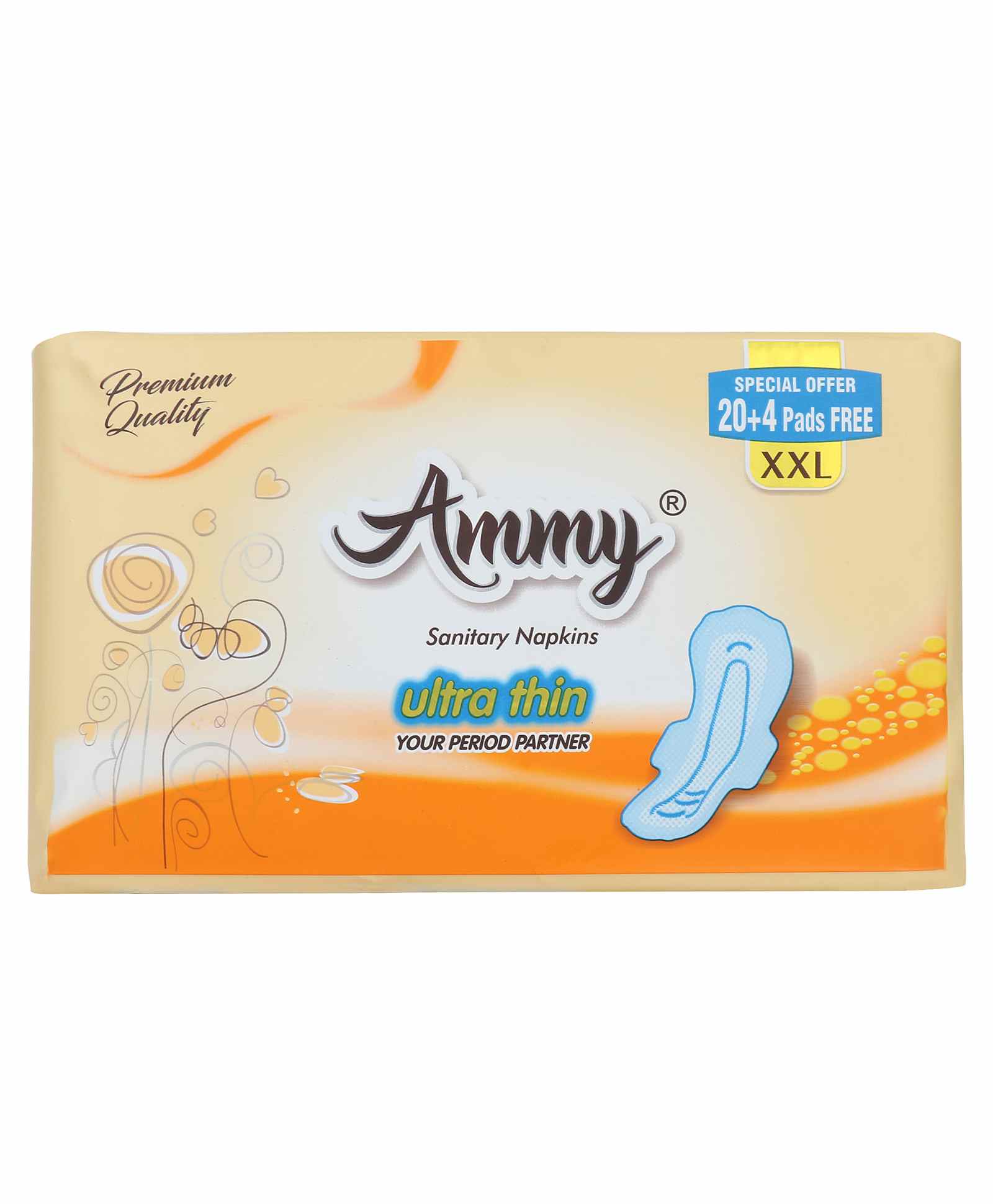 Ammy Ultra Thin Rash Free Sanitary Napkins XXL 24 Pieces Pack Of 2