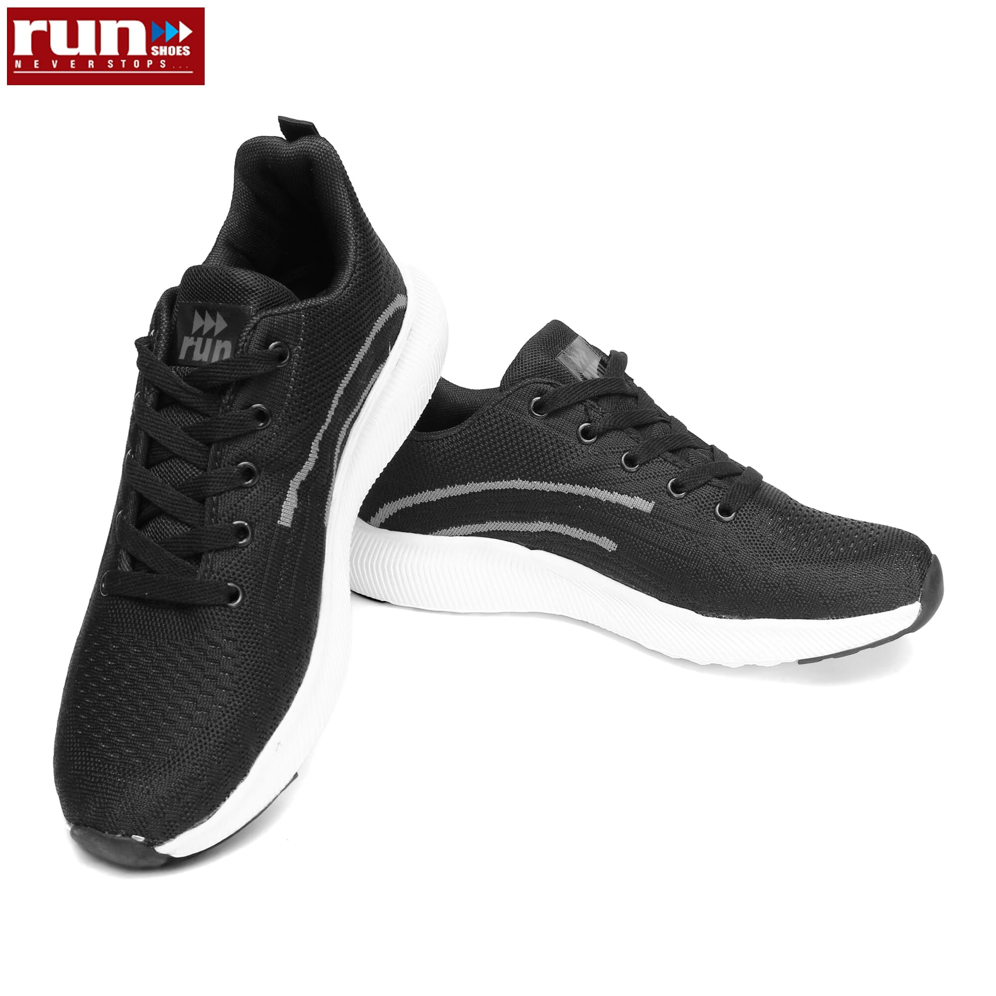 Run Shoes Black Running Shoes For Men (7069)-1