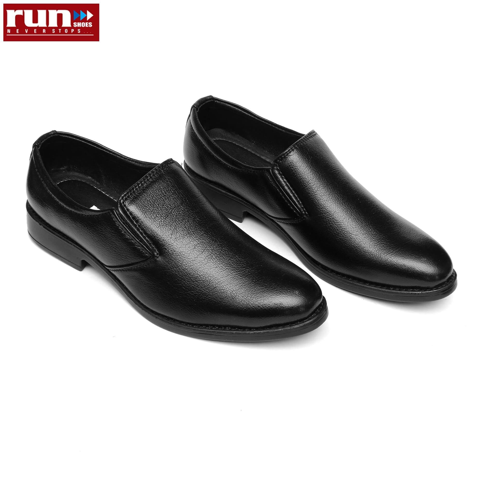 Run Shoes Black Leather For Men (2257) - image 1