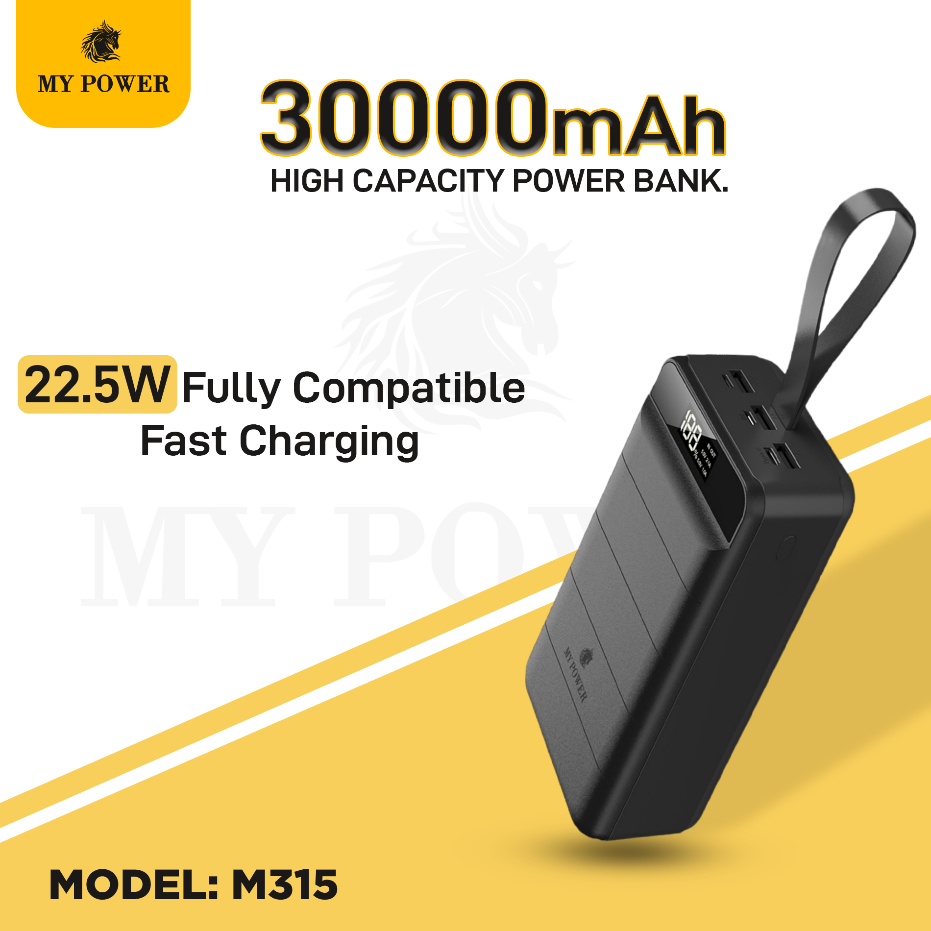 30000mah M315, QC 3.0 PD 22.5W Fast Charging Power Bank