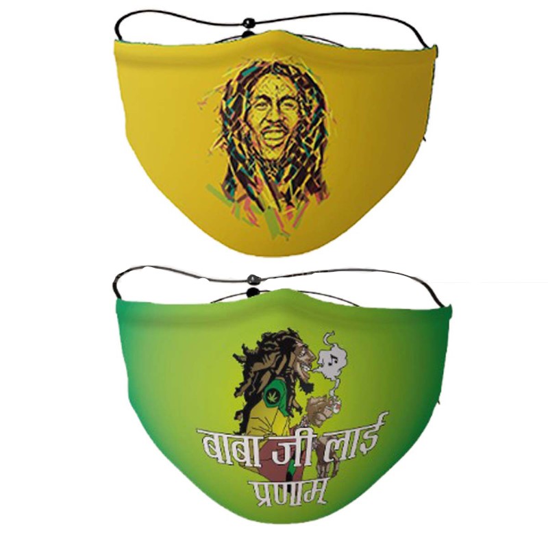 Pack Of 2 Printed Adjustable Washable Reusable 5 Layer Mask BN