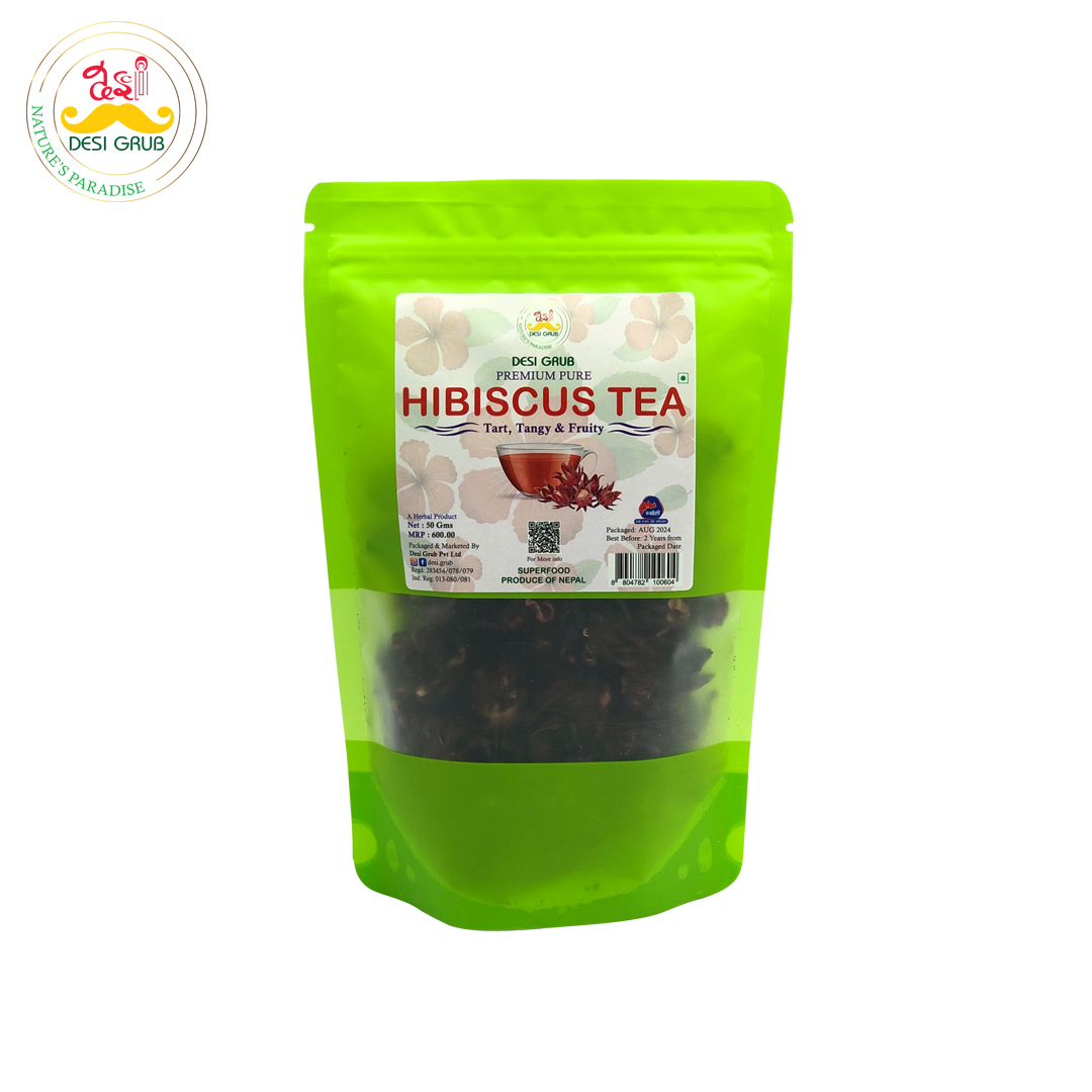 Desi Grub Premium Hibiscus Tea 50g: Natural Floral Delight for Refreshment