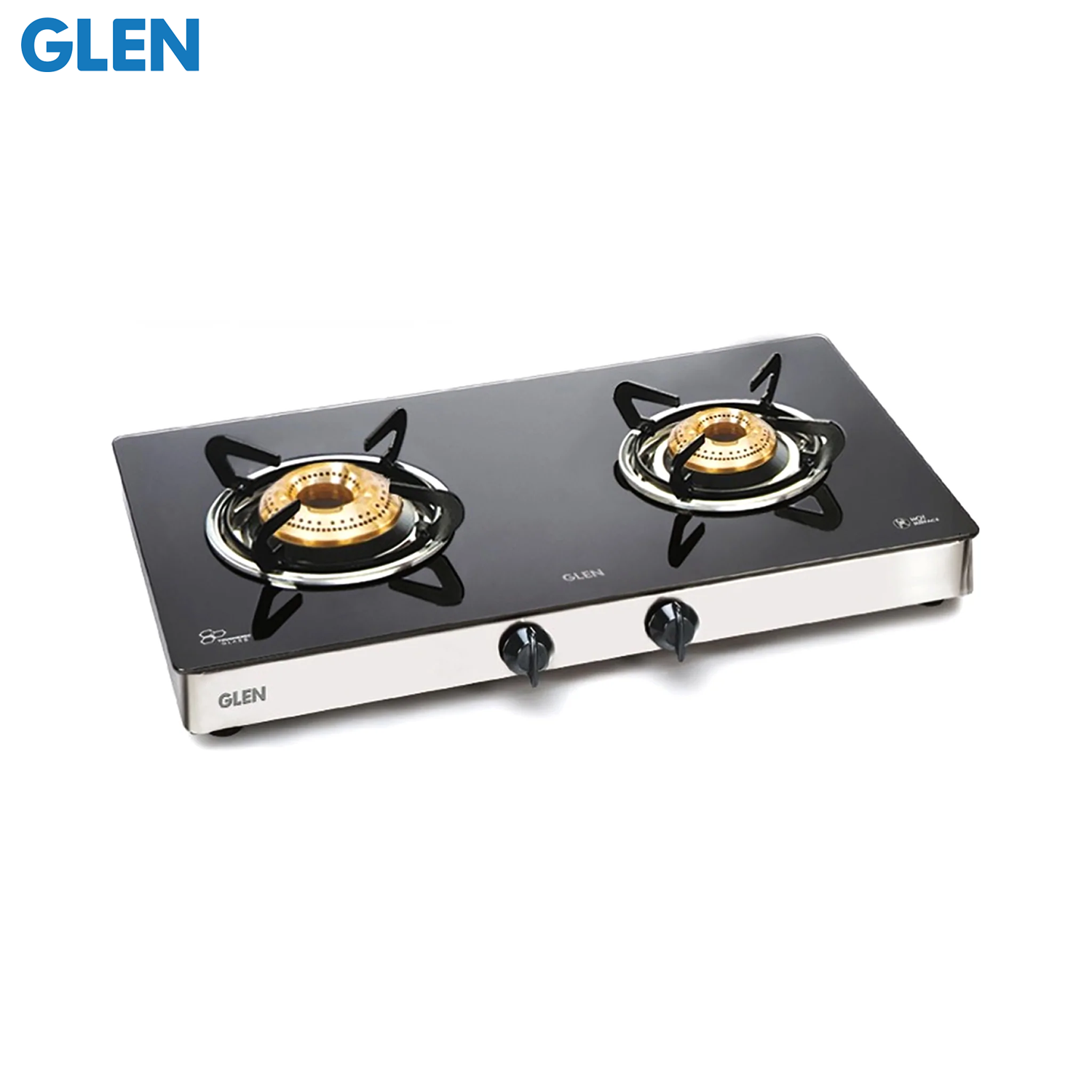 Glen 3 Burner Glass Gas Stove with High Flame Brass Burner Auto Ignition (1036 GT HF BB AI)