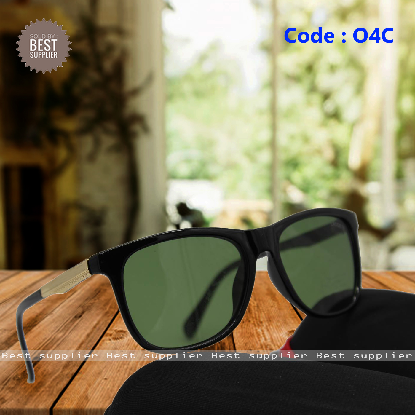 Trendy luxurious Fashionable Black Frame With Green Glass Attractive Looks Sunglass For Unisex