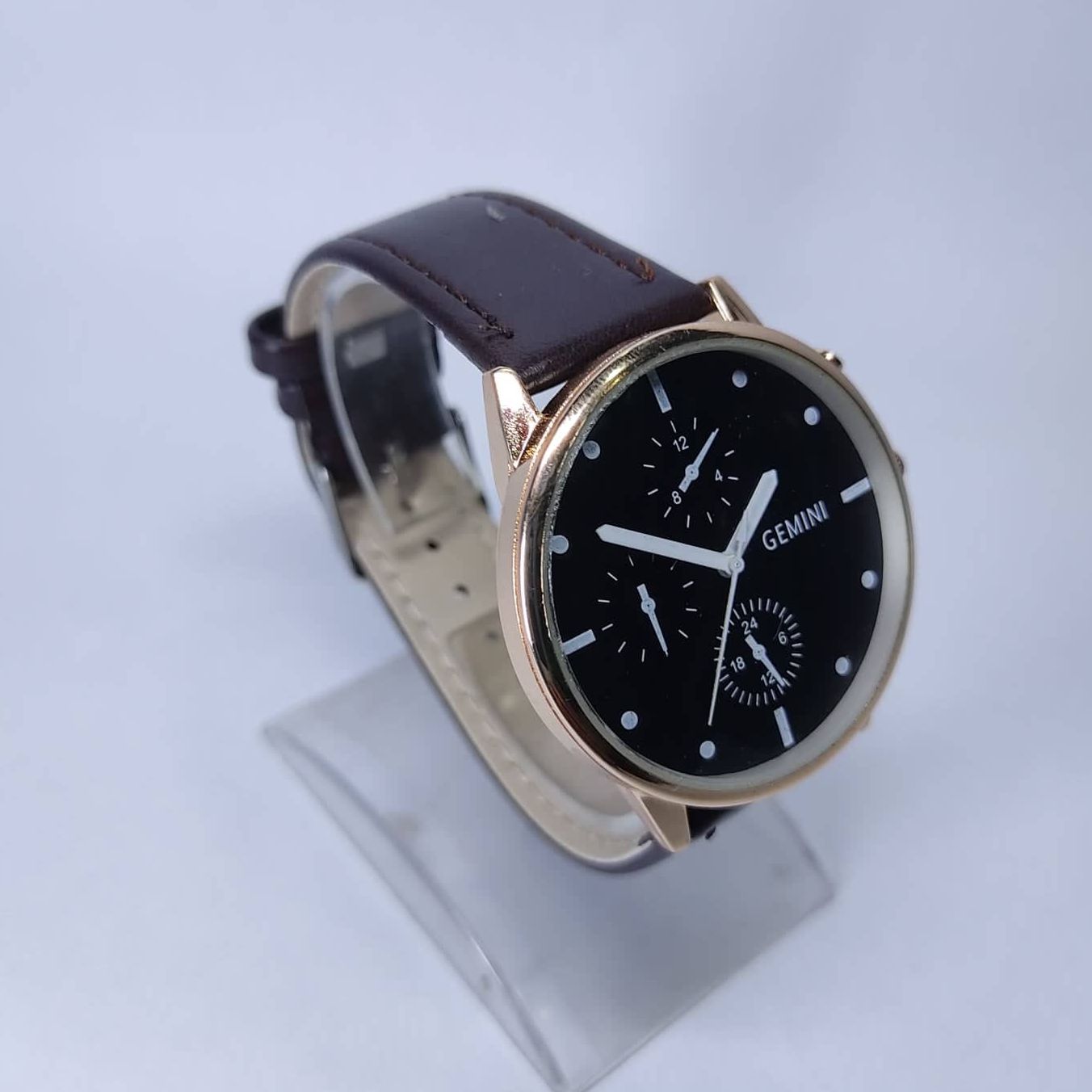 New Design black dail Leather Belt Gemini Watch