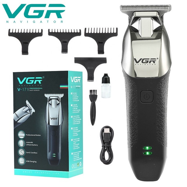 VGR V-171 Zero Adjustable Professional Rechargeable Hair trimmer Metal Barber Use Electric Hair Clipper