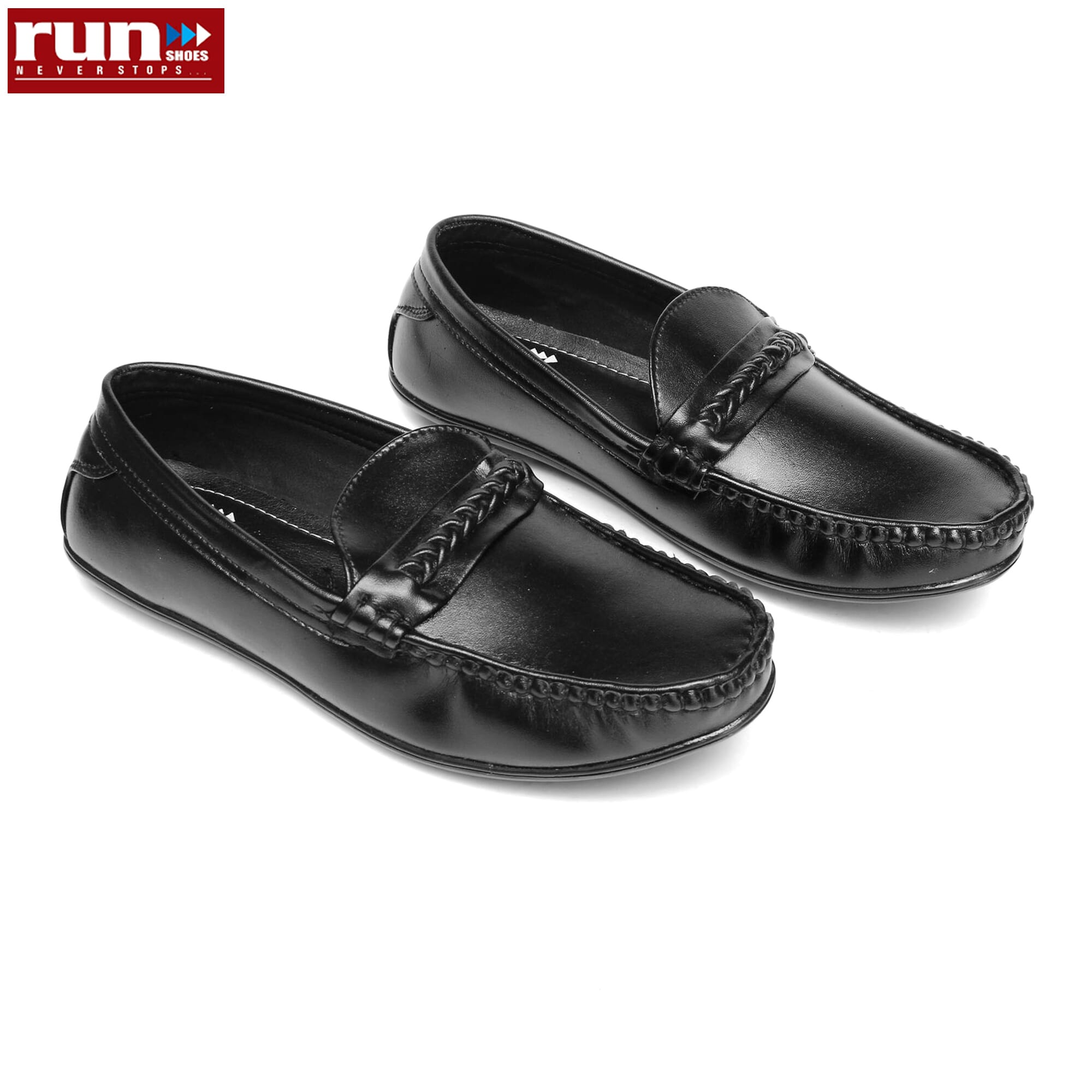 Run Shoes Black Leather Slip-on Loafer Shoe For Men (3041)