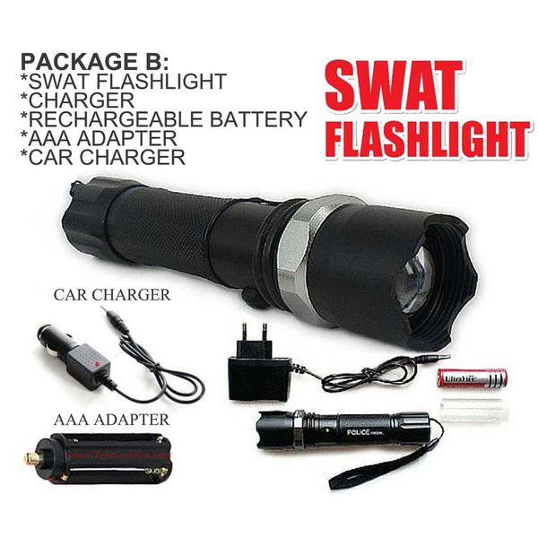 SWAT Multifunction Flashlight With Luxeon LED 3 Watt Bulb