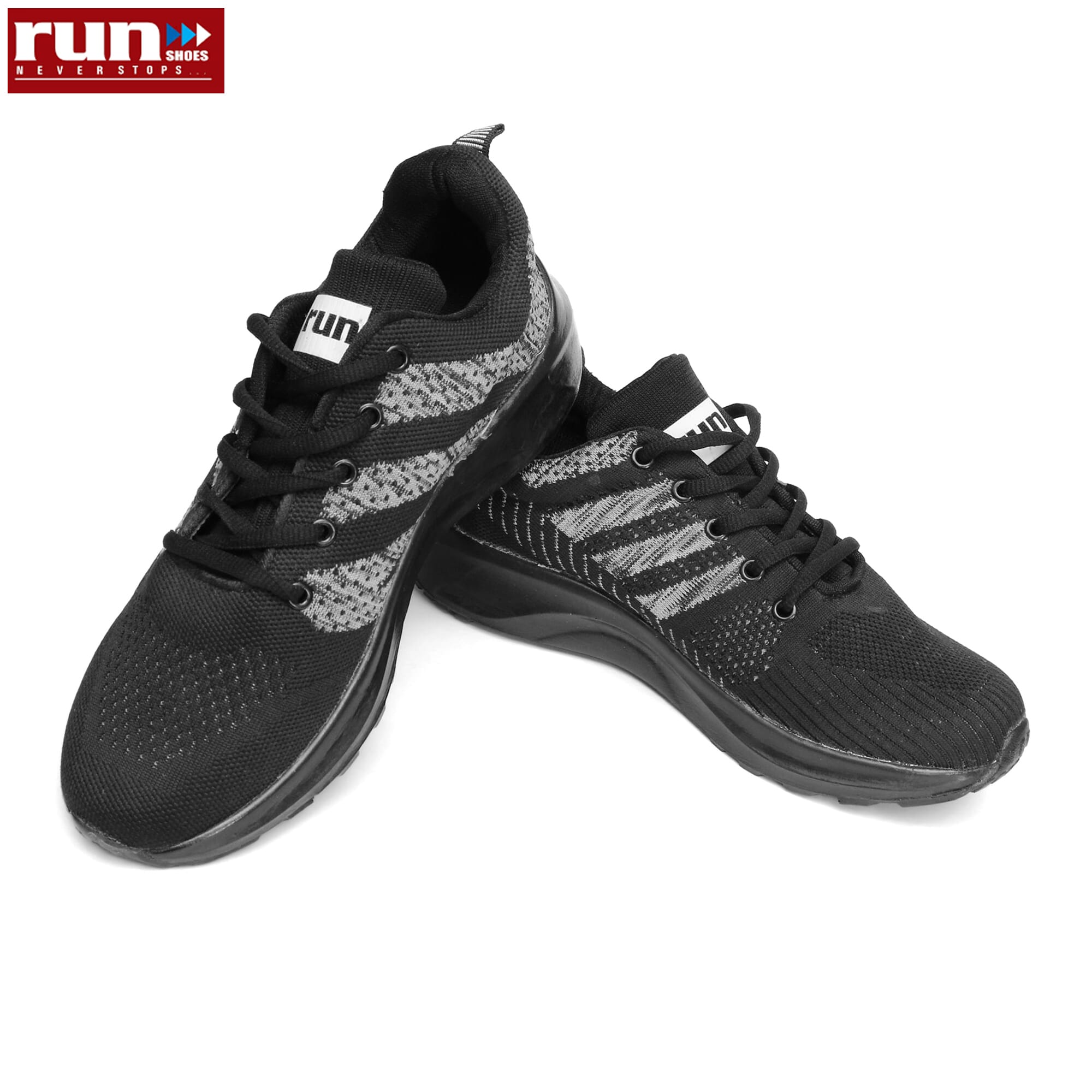 Run Shoes Black Running Shoes For Men (7069)-1