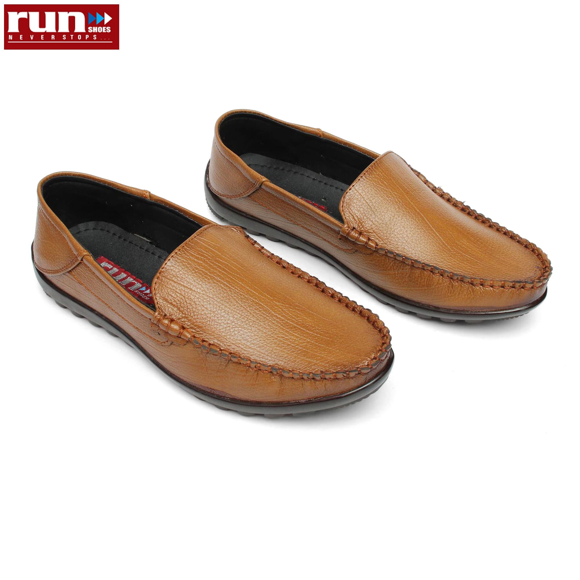 Run Shoes Brown Leather Slip-on Casual Loafer Shoe (2202)