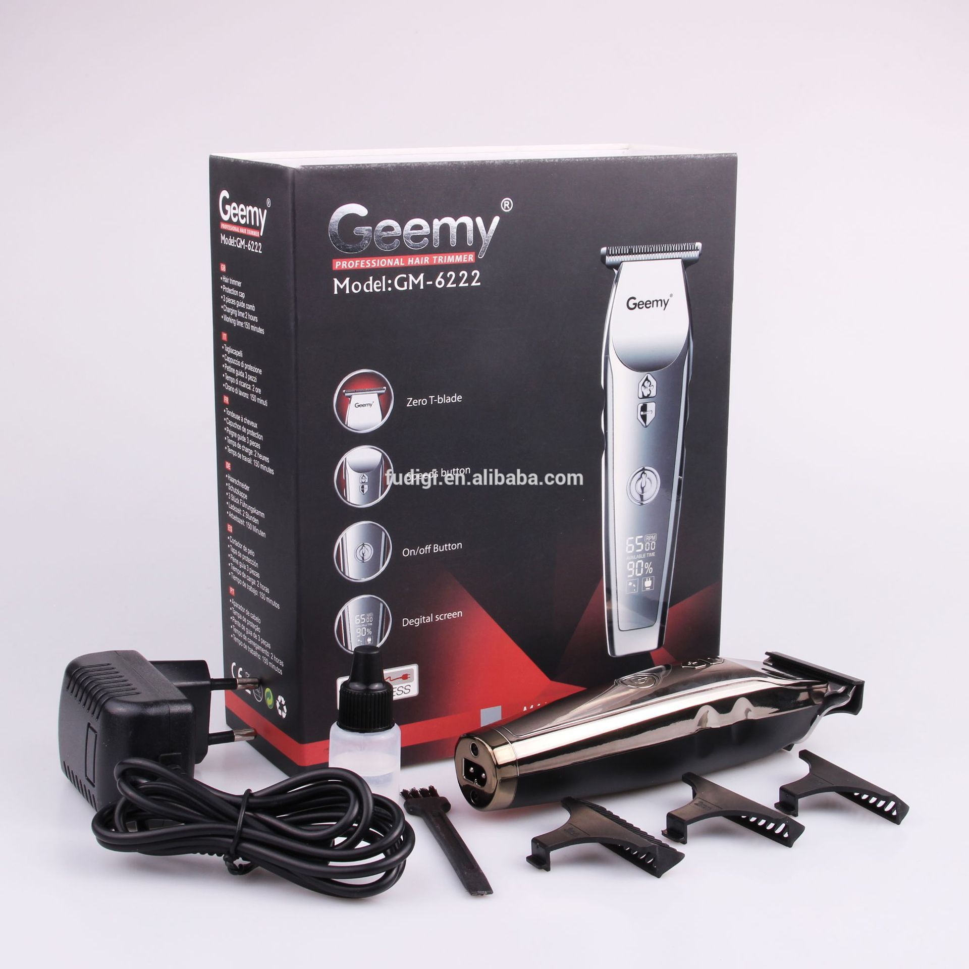 GEEMY GM-6222 Zero Adjustable Professional Rechargeable Hair trimmer Metal Barber Use Electric Hair Clipper Cordless