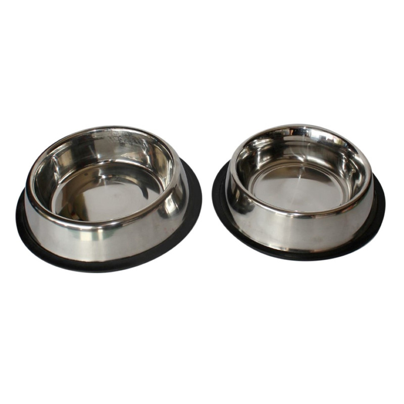 Set of Silver Medium and Small Dog Bowl