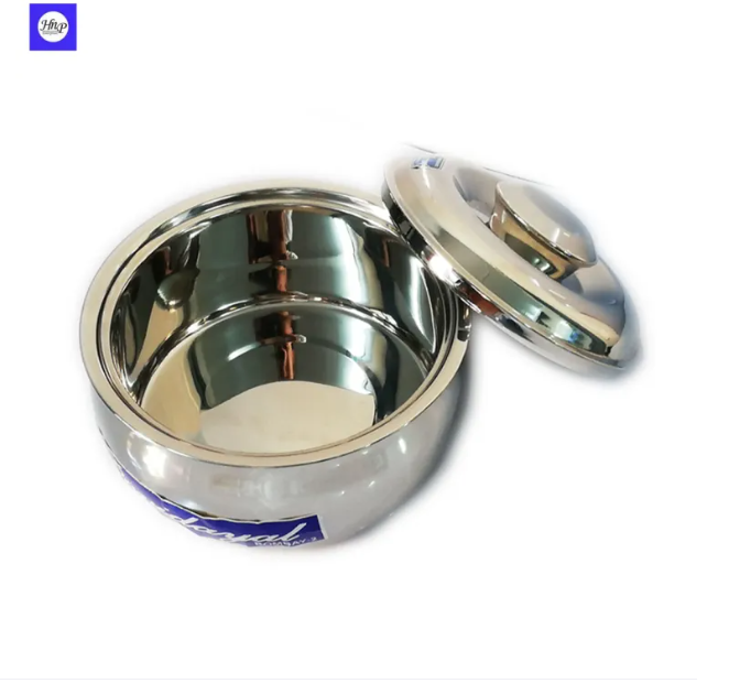DeviDayal Stainless Steel Double Wall Insulated Plain Belly Shaped Casserole Cum Hot Cum Serving Pot