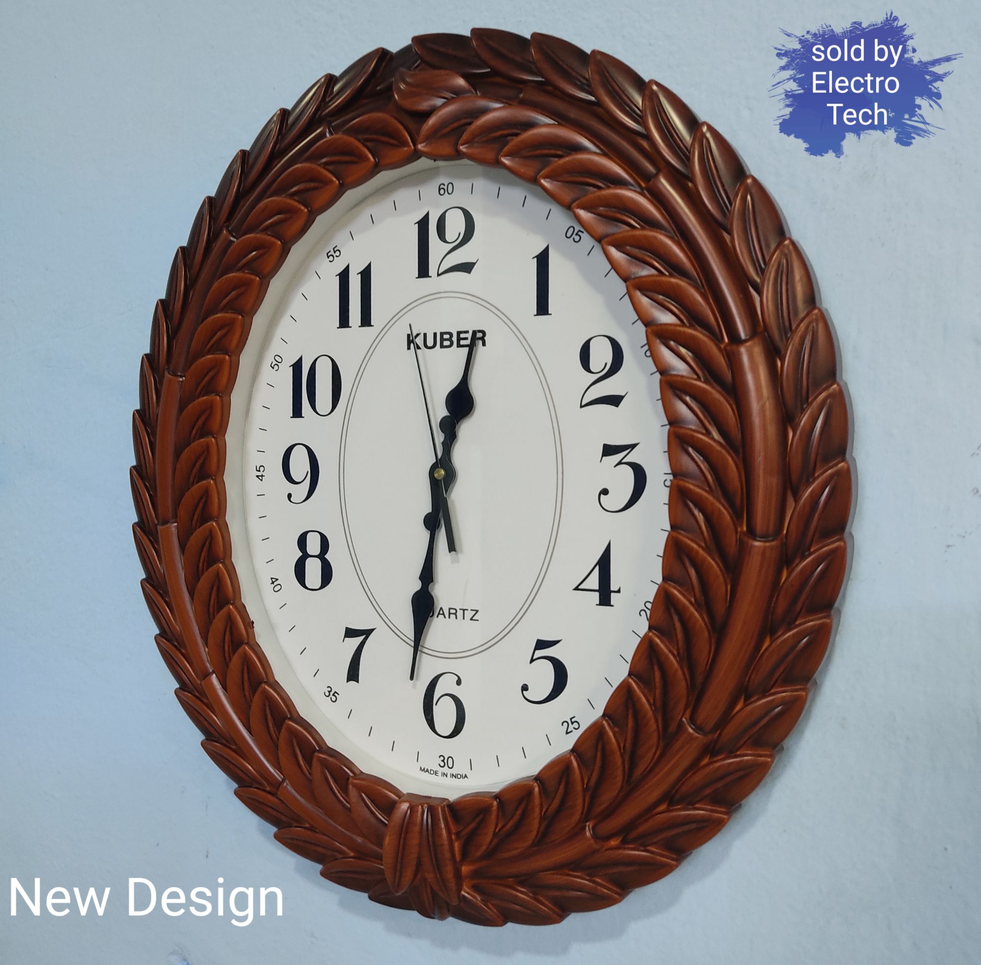New Design Luxury Wooden Designers Design Oval Shape Wall Clock