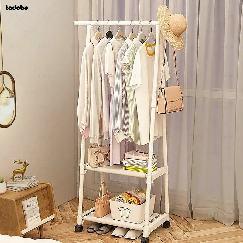 Triangular Simple Clothes Hanger Stand Storage Rack Coat Rack With Wheels