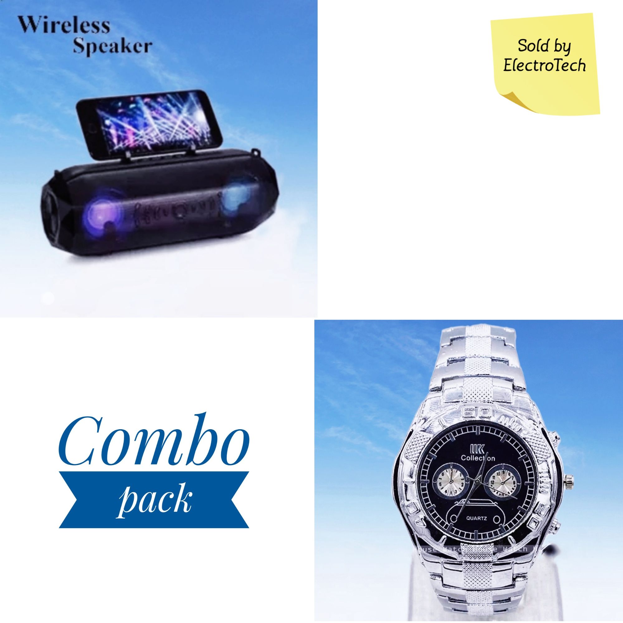 E222 Portable Wireless Bluetooth Speaker And Steel Watch