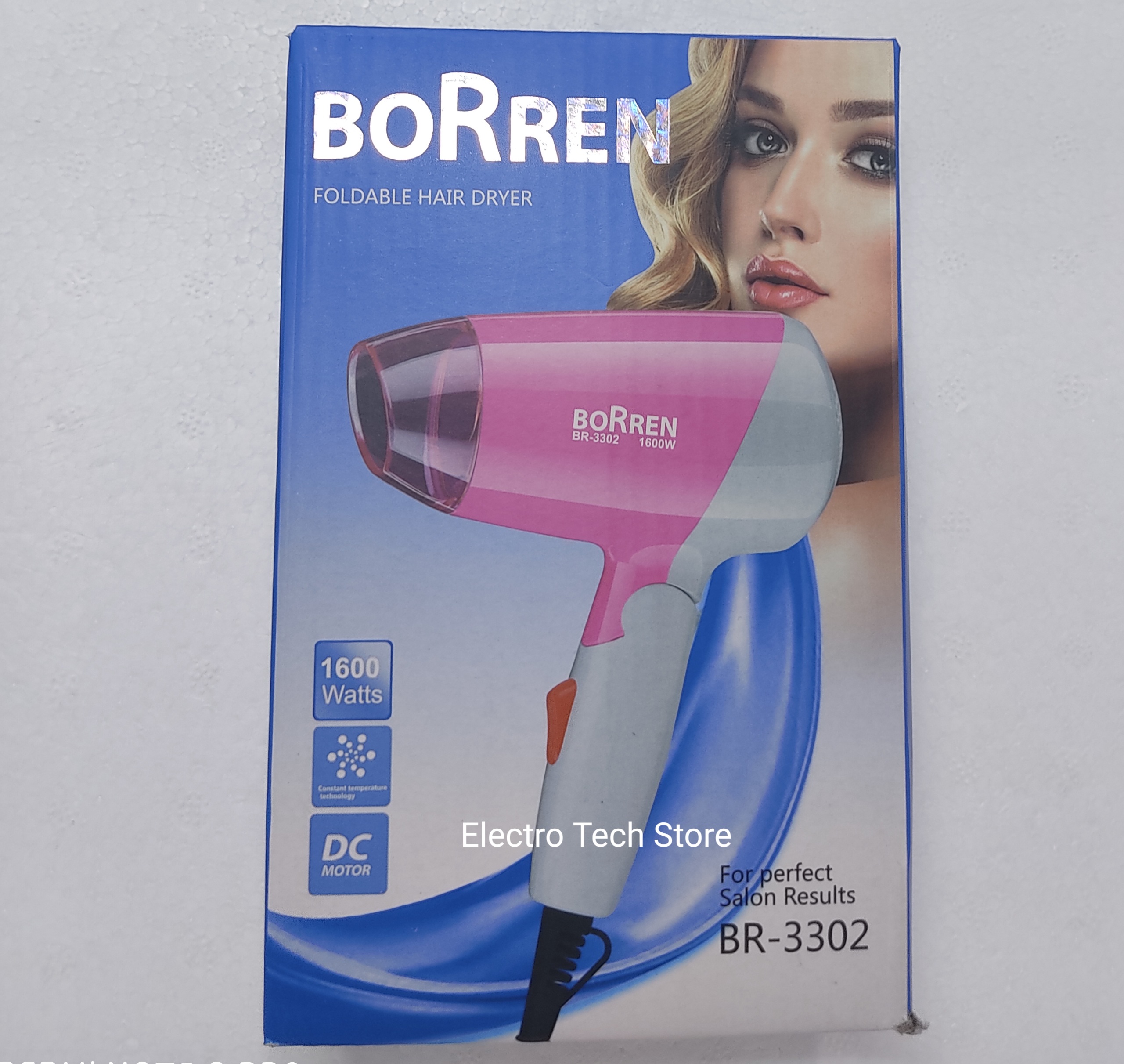 New 2022 Borren Foldable Folding Handle Hair Dryer-1600W
