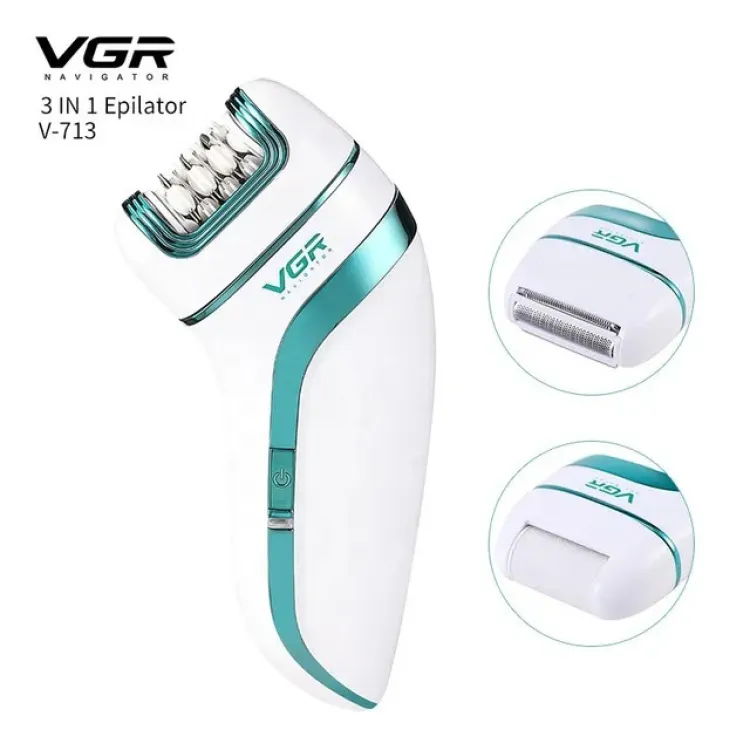 VGR V-713 Professional 3in1 Epilator Electric Shaver Foot Grinder For Women USB Rechargeable Hair Remover