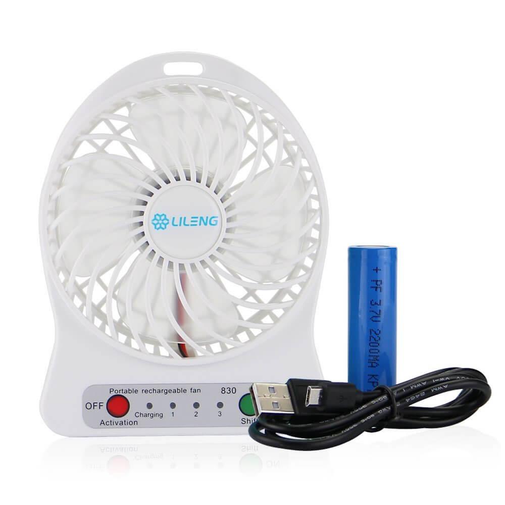 Mini Portable Lithium Battery Rechargeable Fan (White)