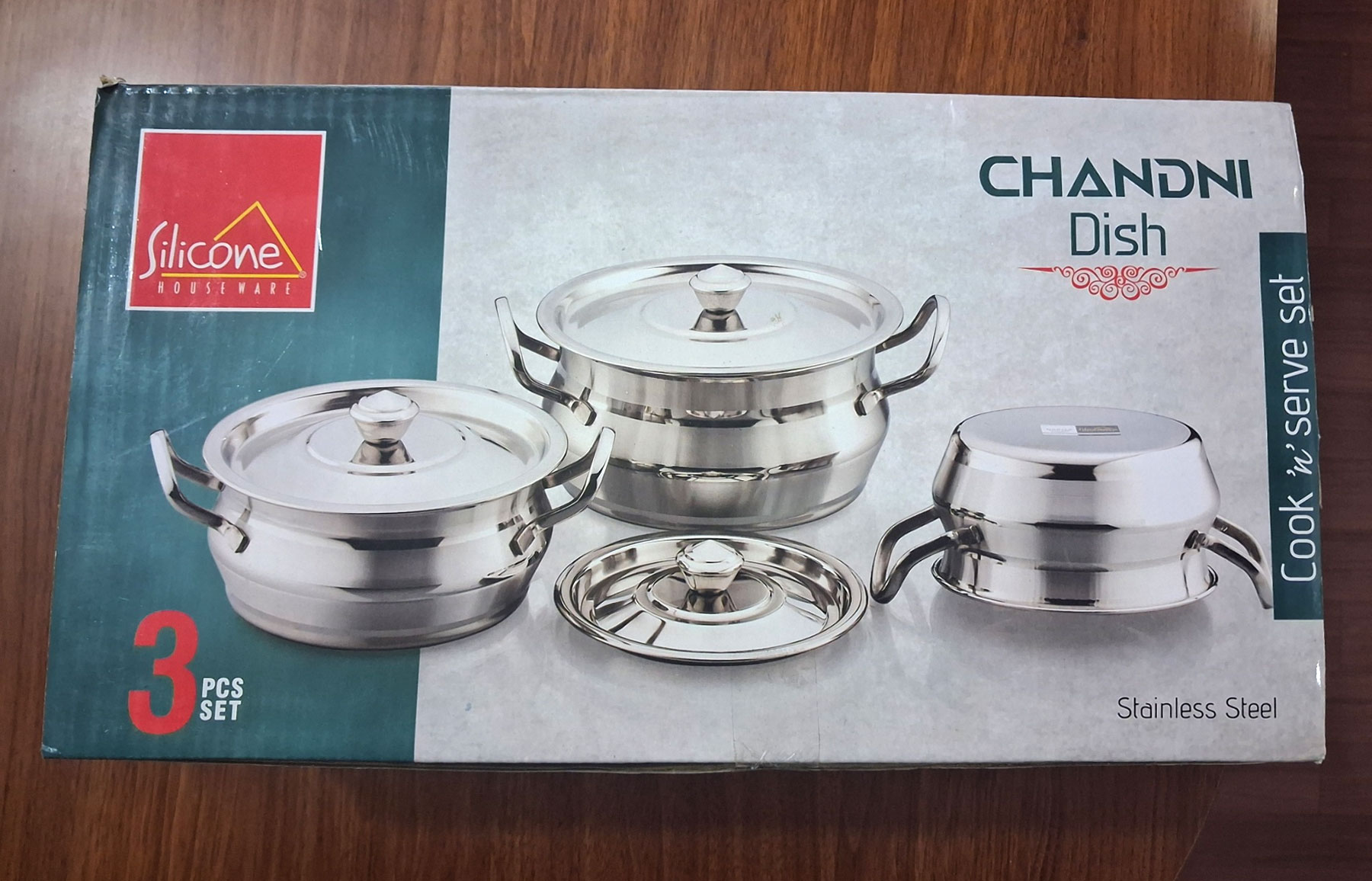 Silicone Houseware Stainless Steel Cookware Set - 3 Pieces Set