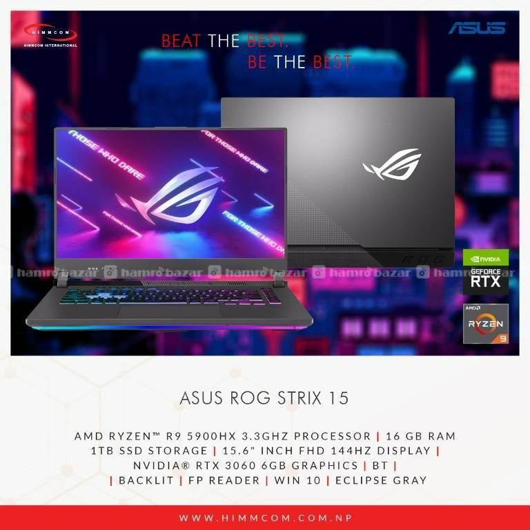 Asus Rog strix15 5900hx 16gb 1Tb 144hz 3060 Laptop