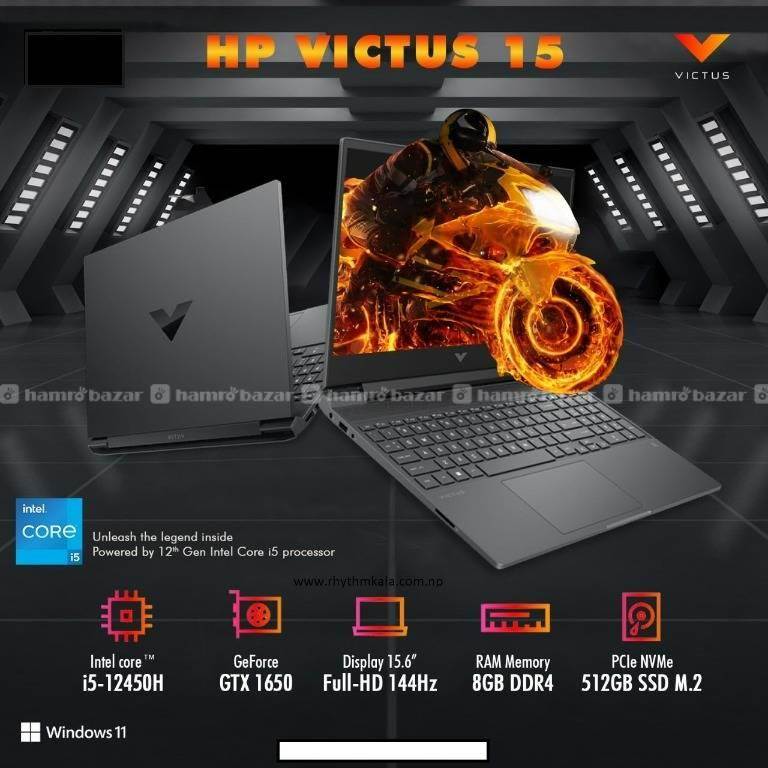 hp victus 15 i5 12th 8gb/ 512nvme Gpu 1650 Laptop
