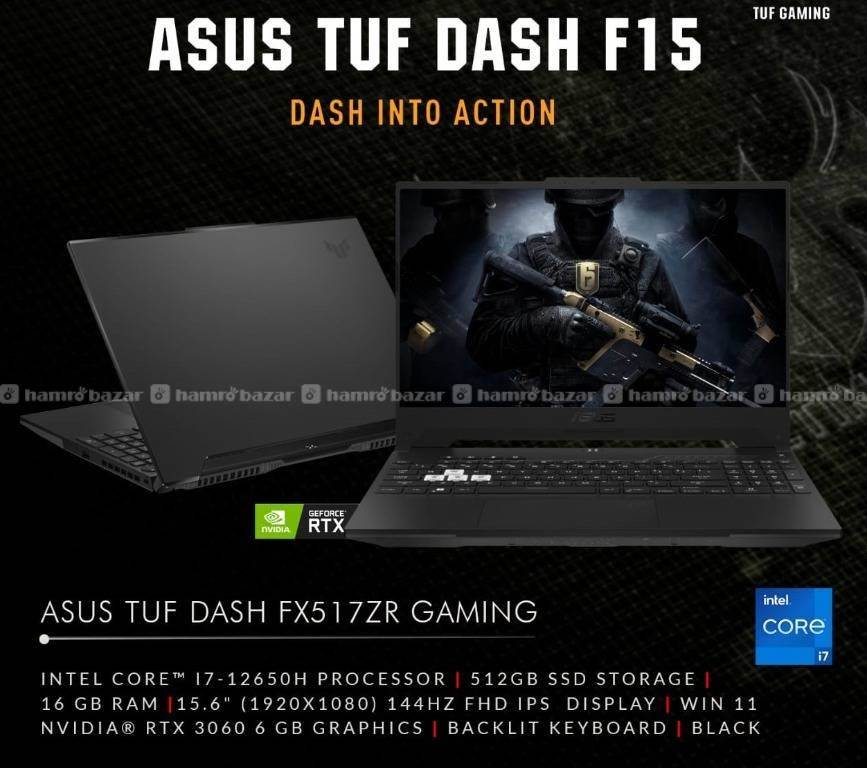 asus 12th Gen Tuf Dash F15 laptop i7 12650h 3060