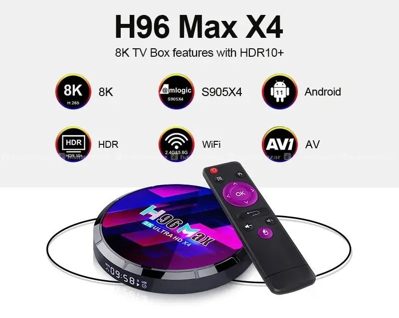 H96 Max X4 Smart TV Box 4GB RAM 64GB ROM and 11