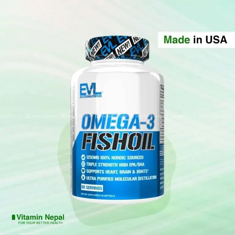 EVL Omega 3 fish oil has triple strength high EPA/