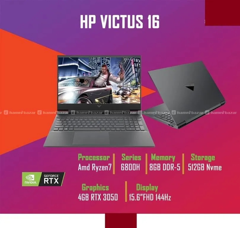 hp victurs 16 r7 6800h 8/512 rtx3050 laptop
