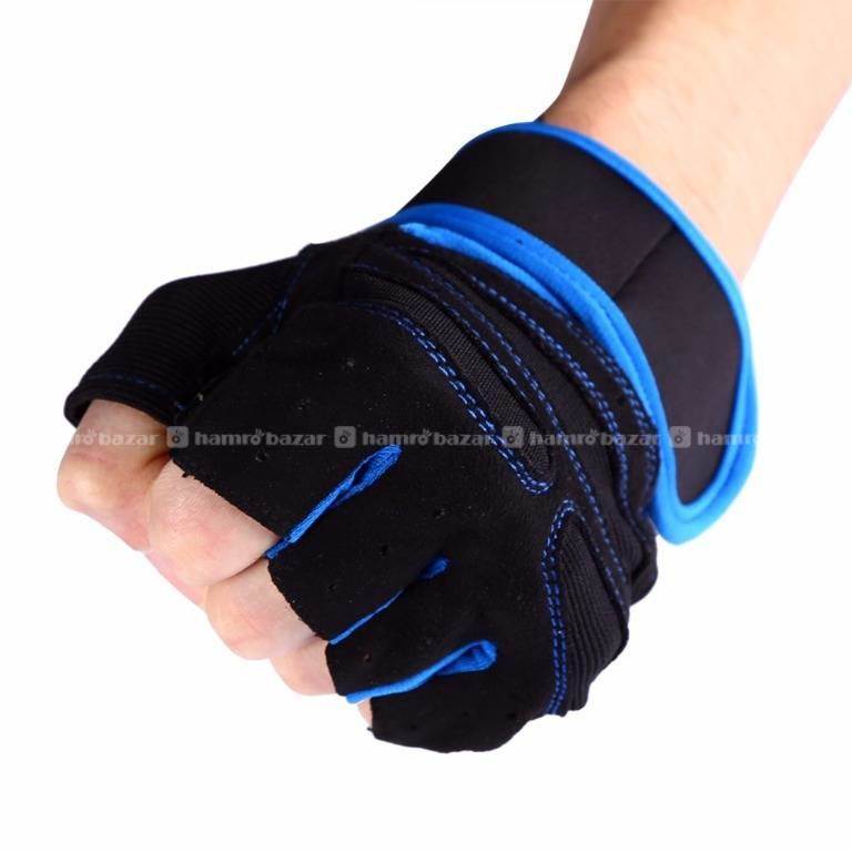 Color/Black Half Gym Gloves 1 pair