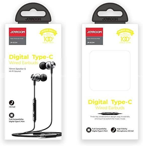 Joyroom JR-EC04 Type-C Wired Earbuds black & white