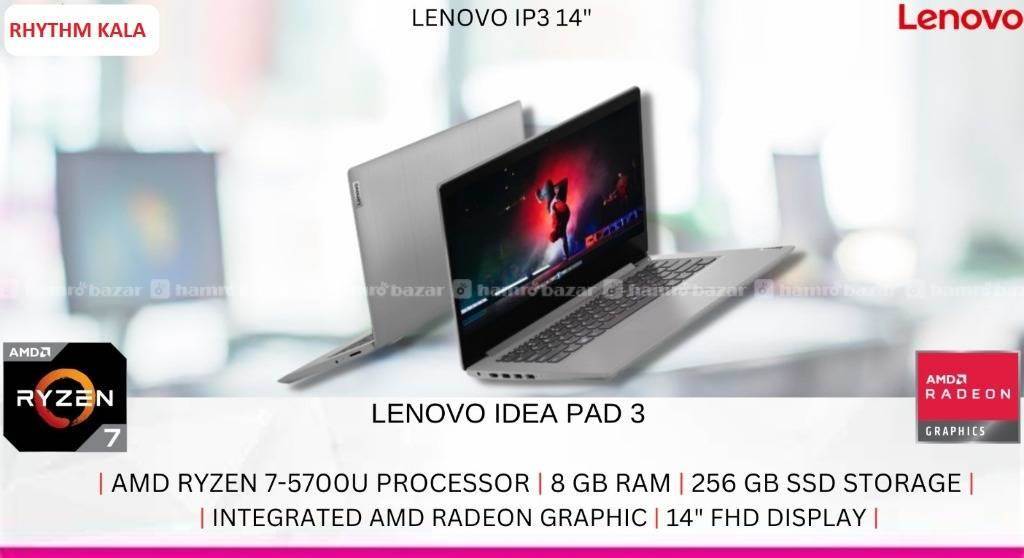 LENOVO IDEAPAD 3 R7 5700U 8/256GB/14" FHD LAPTOP