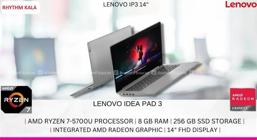 LENOVO IDEAPAD 3 R7 5700U 8/256GB/14" FHD LAPTOP