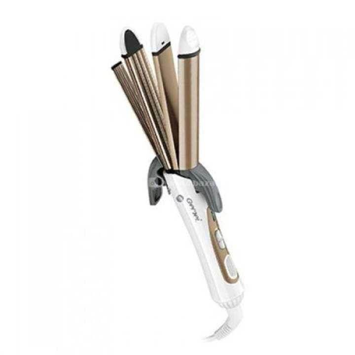 Gemei White 4 In 1 Hair Straightener And Curler