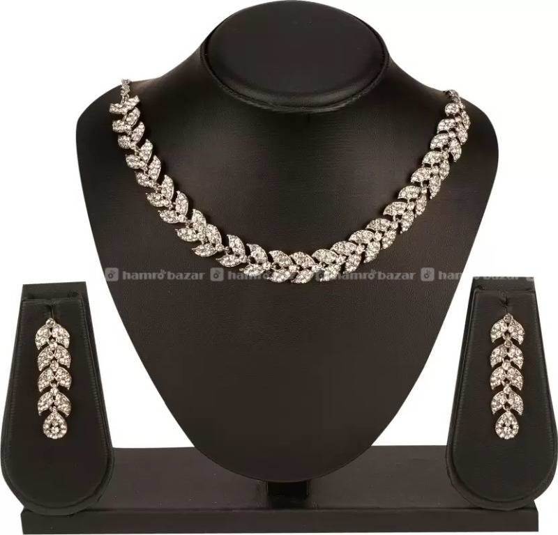 Alloy Rhodium White Jewel Set (Pack of 1)