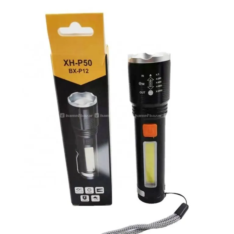 Rechargeable Retractable Zoom LED Torch Light Mode