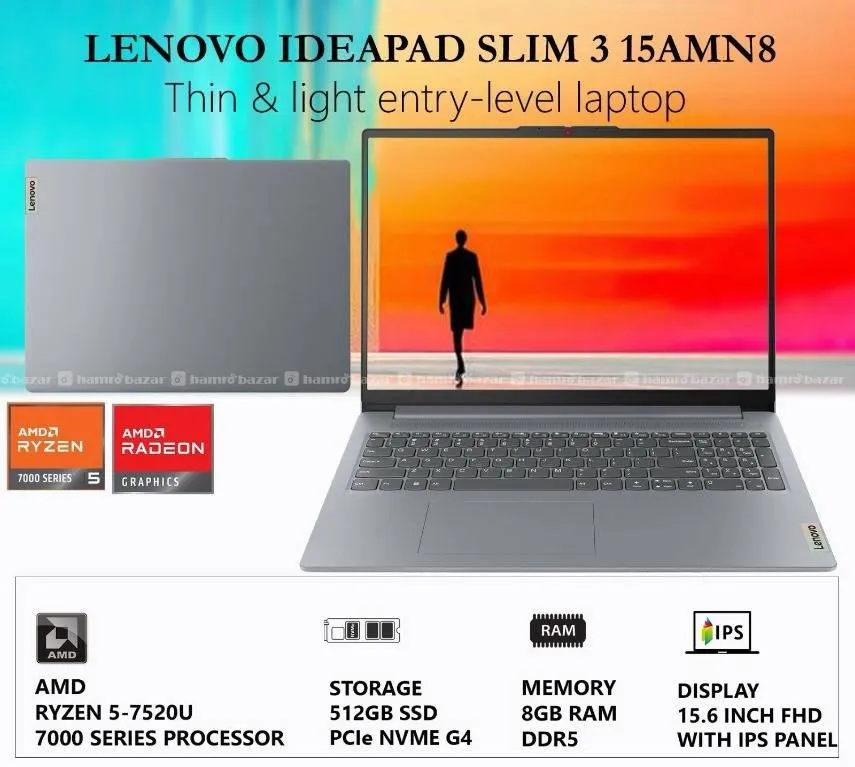 LAPTOP LENOVO IDEAPAD SLIM 3 15AMN8
