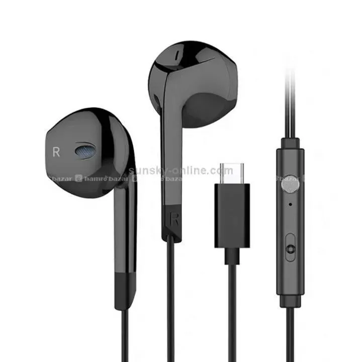 Langsdom V6T HIFI Type-C Wired Stereo Earphone(Bla