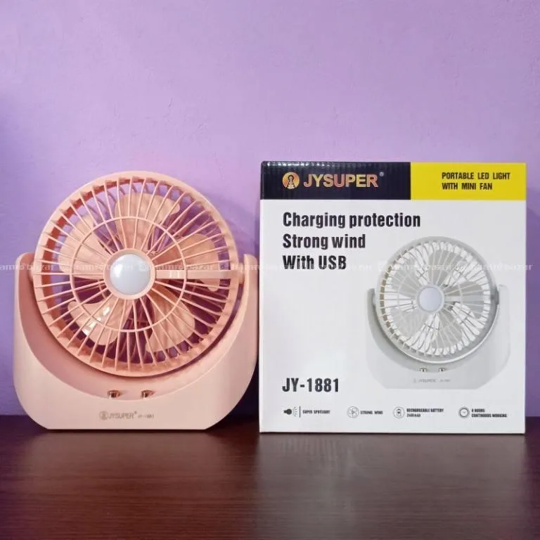 JYSUPER JY-1881 Portable USB Mini Fan with LED