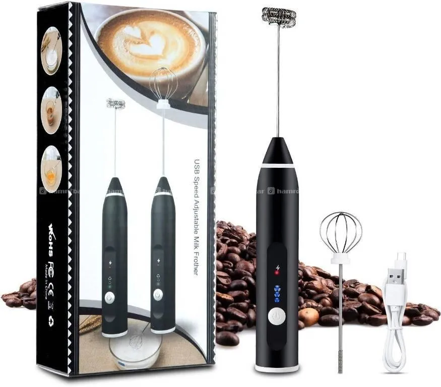 Milk frother rechargeable handheld 3-speed