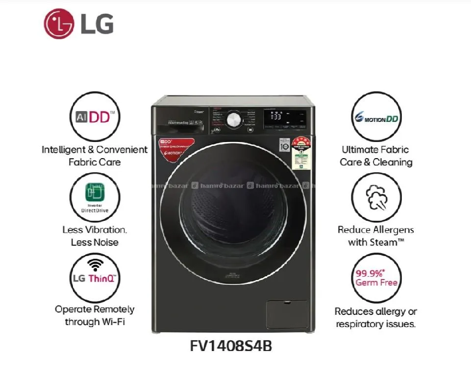 FV1408S4B LG 8KG WASHING MACHINE WIFI AI 8 KG WASH